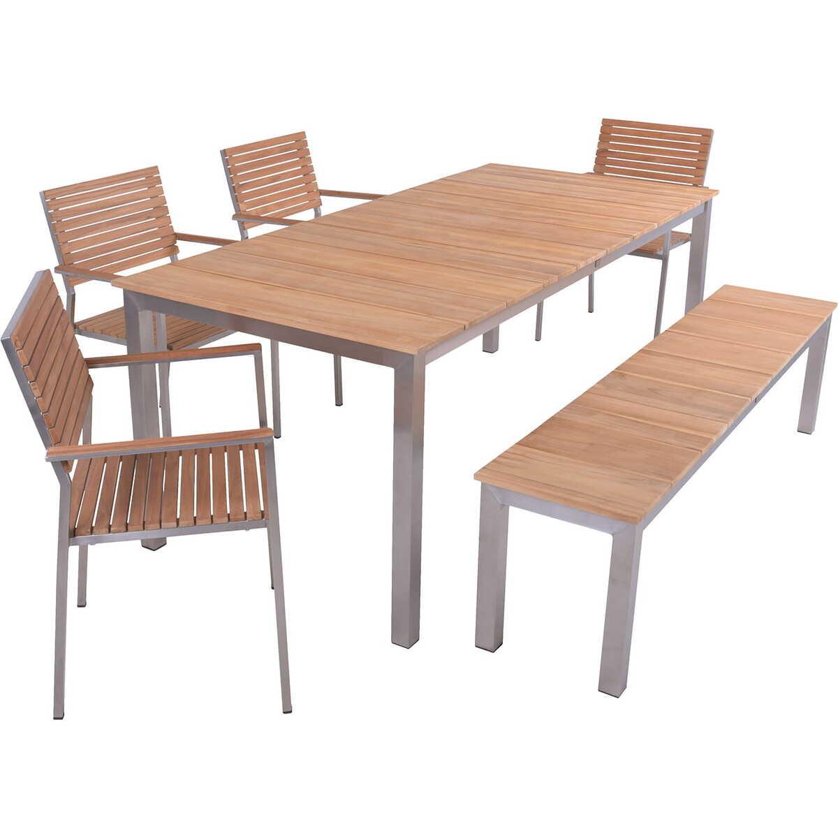 mutoni pleasure Garten Essgruppe Dallas Teak natur (6-tlg)  