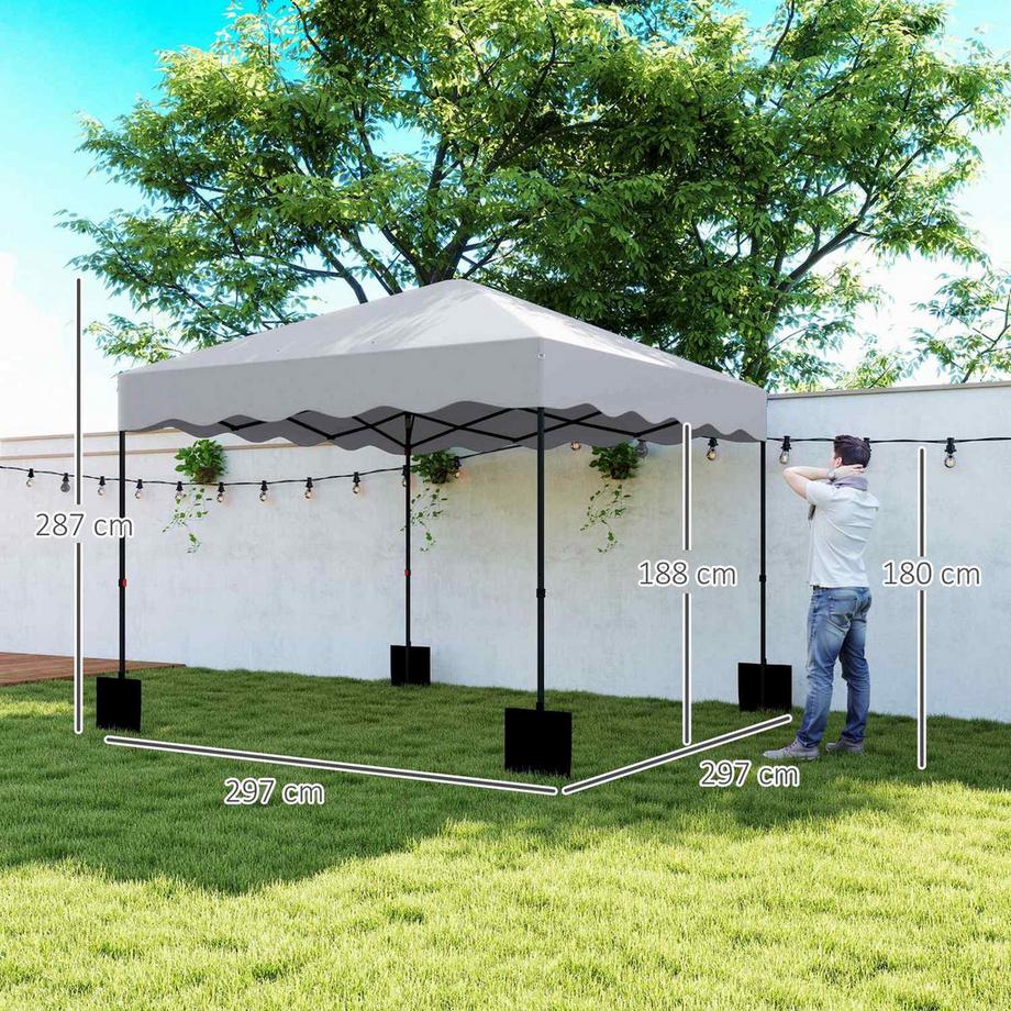 Northio Pavillon ca.3x3m, wasserabweisend Stabil Winterfest Pop-up Faltpavillon mit UV Schutz 50+, Faltbar Partyzelt Gartenzelt mit Rolltasche, Gartenpavillon für Camping Garten, Hellgrau  