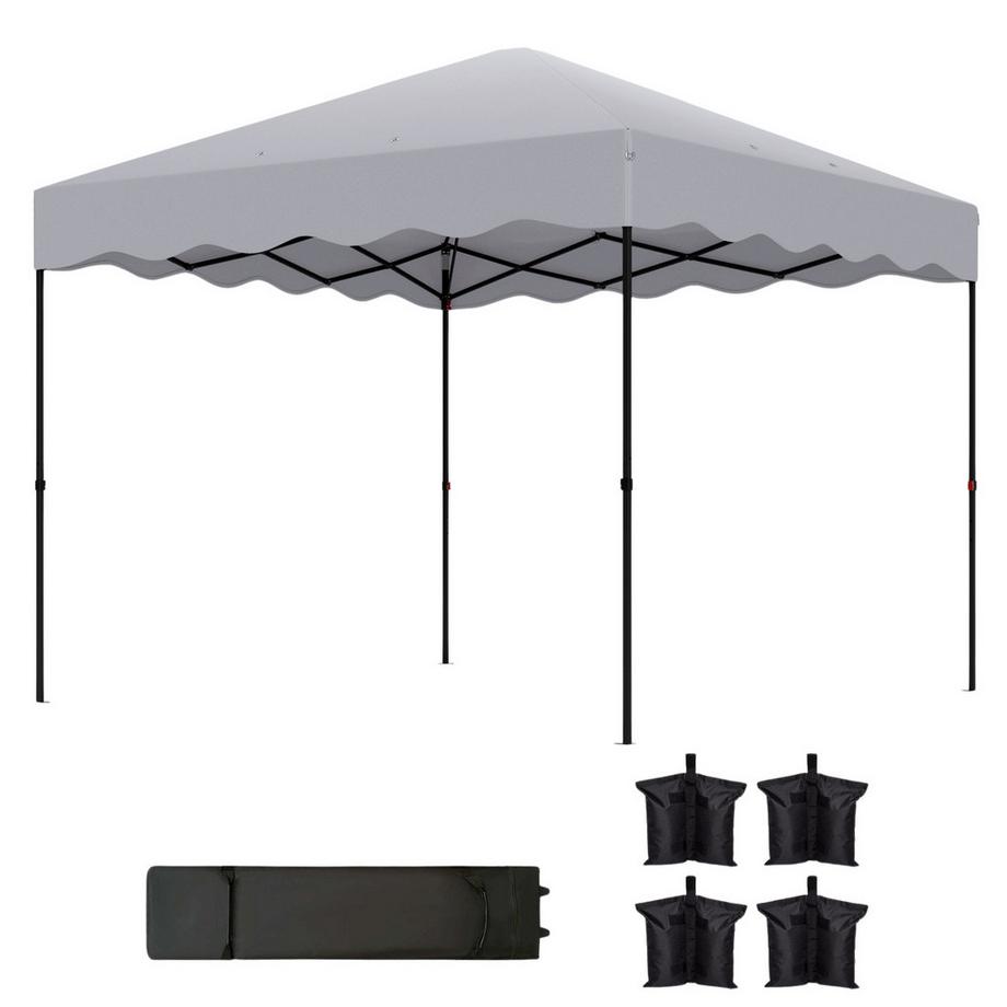 Pavillon ca.3x3m, wasserabweisend Stabil Winterfest Pop-up Faltpavillon mit UV Schutz 50+, Faltbar Partyzelt Gartenzelt mit Rolltasche, Gartenpavillon für Camping Garten, Hellgrau