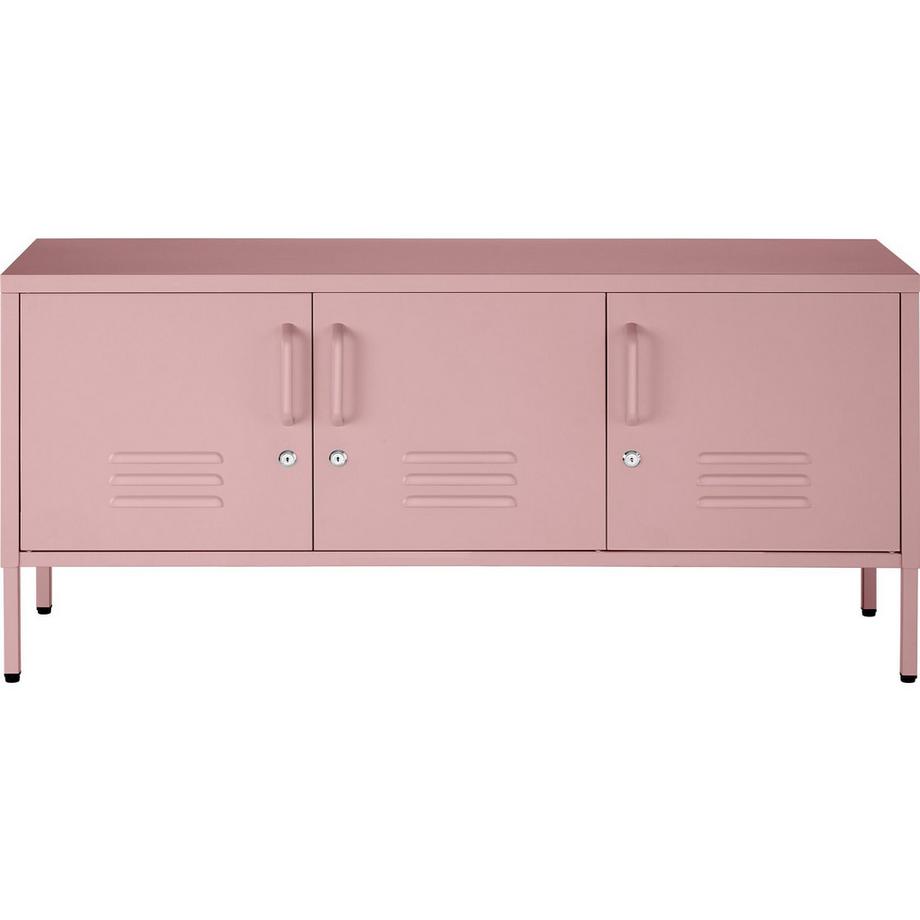 Tectake credenza in metallo, mobile contenitore moderno per soggiorno, ufficio o cucina Baker 3 ante con chiusura magnetica, chiudibili singolarmente  