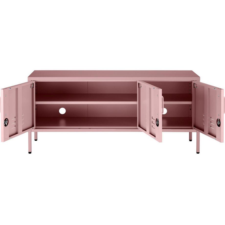 Tectake credenza in metallo, mobile contenitore moderno per soggiorno, ufficio o cucina Baker 3 ante con chiusura magnetica, chiudibili singolarmente  