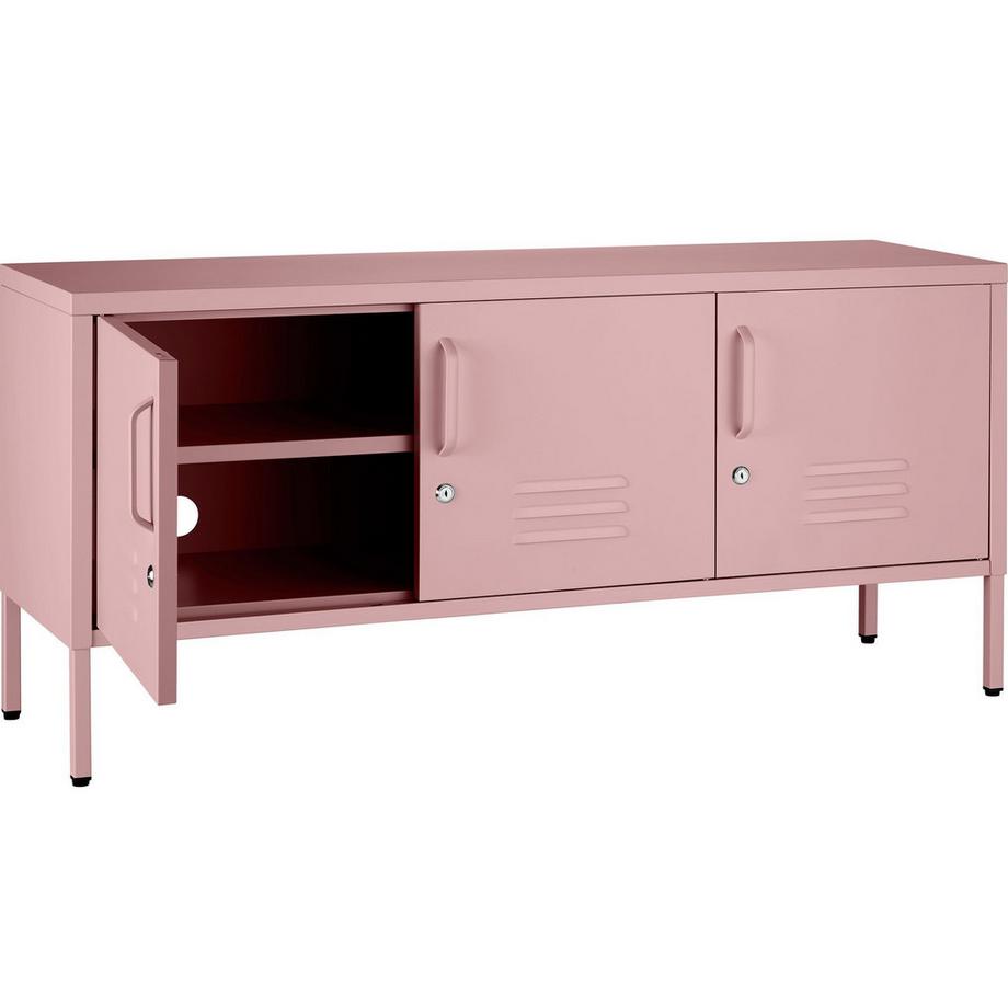 Tectake credenza in metallo, mobile contenitore moderno per soggiorno, ufficio o cucina Baker 3 ante con chiusura magnetica, chiudibili singolarmente  