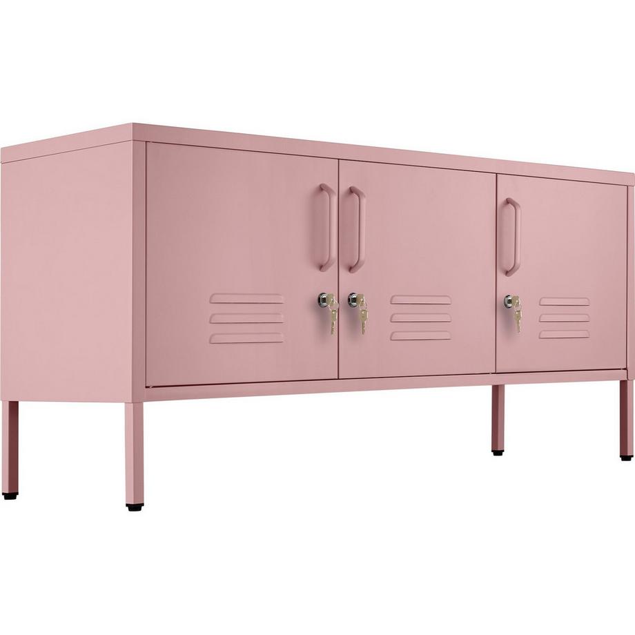 Tectake credenza in metallo, mobile contenitore moderno per soggiorno, ufficio o cucina Baker 3 ante con chiusura magnetica, chiudibili singolarmente  