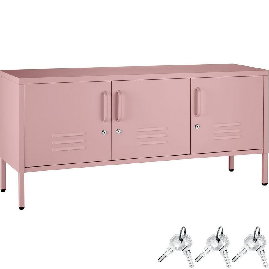 credenza in metallo, mobile contenitore moderno per soggiorno, ufficio o cucina Baker 3 ante con chiusura magnetica, chiudibili singolarmente