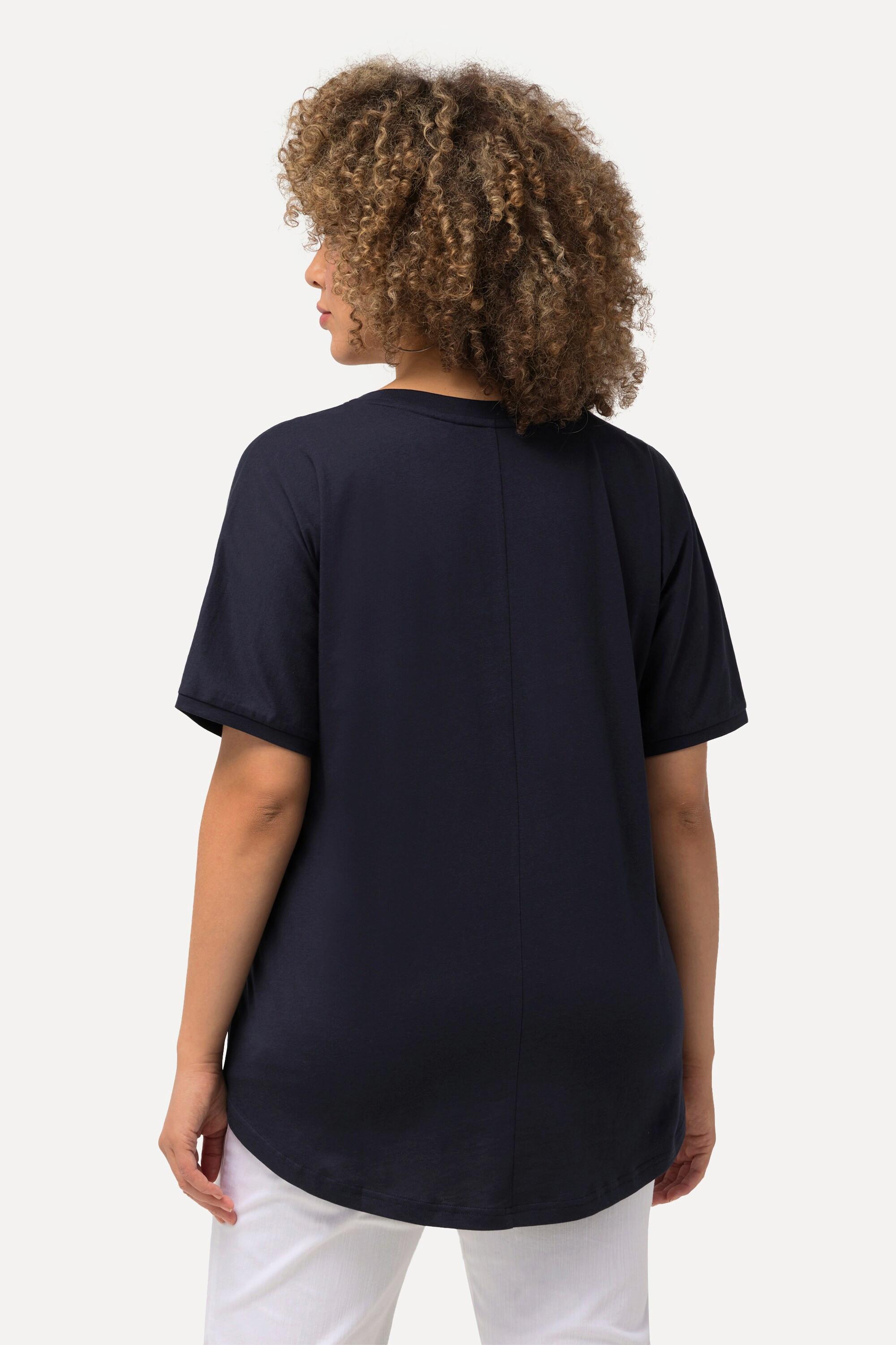 Ulla Popken  T-shirt dal taglio oversize con design fotografico, scollo a girocollo e mezze maniche 