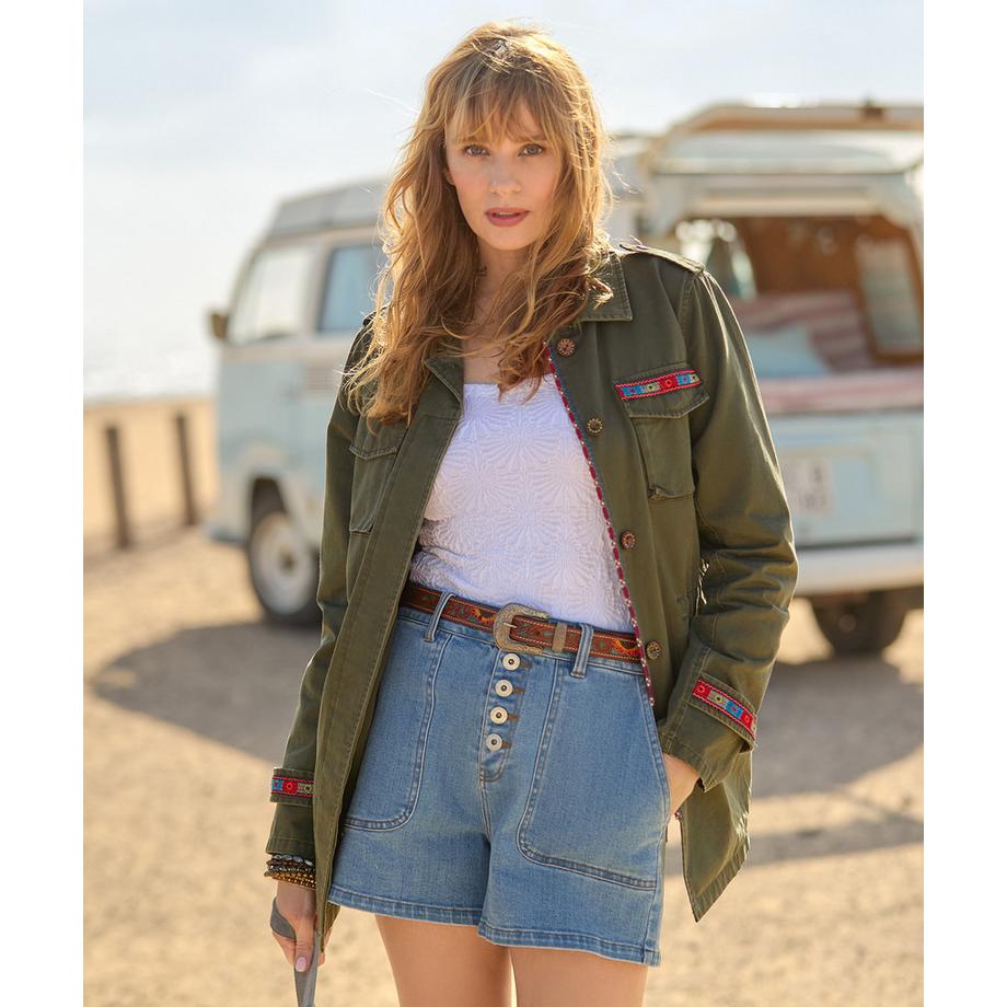 Joe Browns Veste Kaki Oversize Brodé  