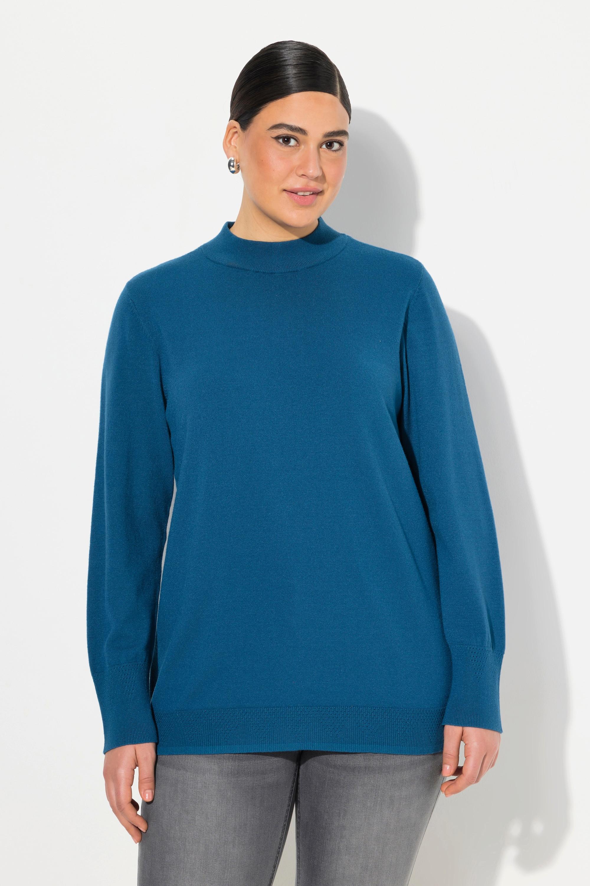 Ulla Popken  Pullover, Stehkragen, Langarm, Rippbündchen 