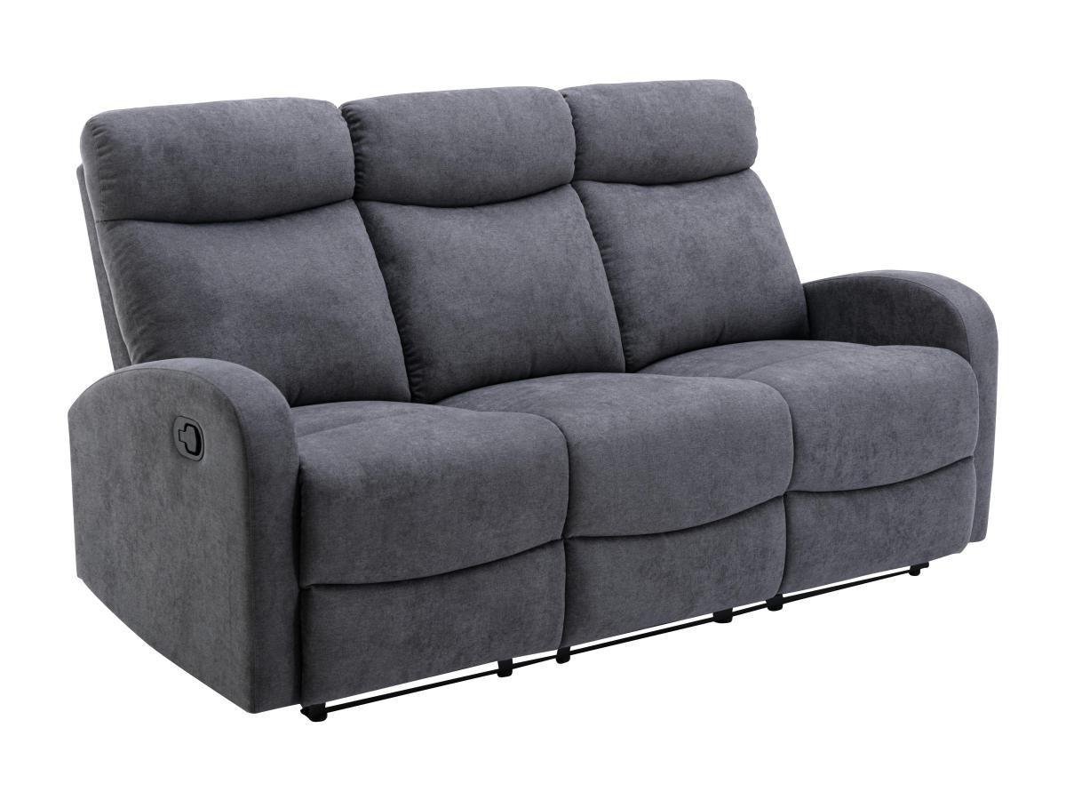 Vente-unique Relaxsofa 3-Sitzer - Stoff - Grau - EVELYN  