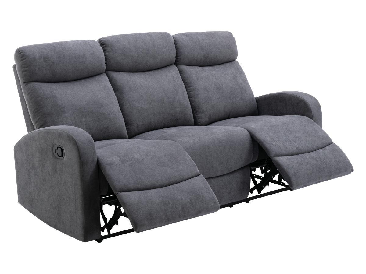 Vente-unique Relaxsofa 3-Sitzer - Stoff - Grau - EVELYN  