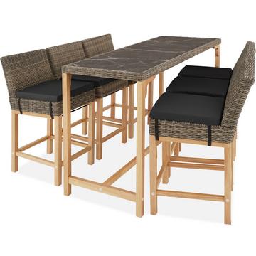 Table de bar en rotin Lovas avec 6 chaises Latina