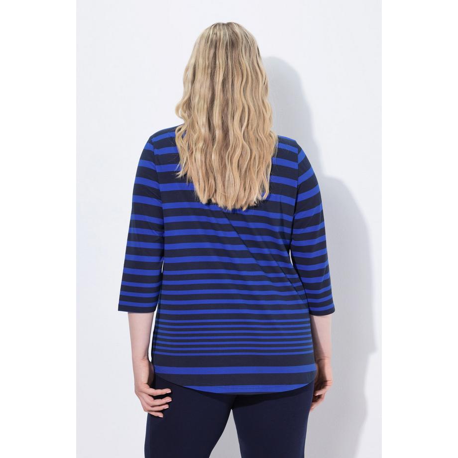 Ulla Popken Maglia Classica Righe Scollo Rotondo Maniche 3/4  