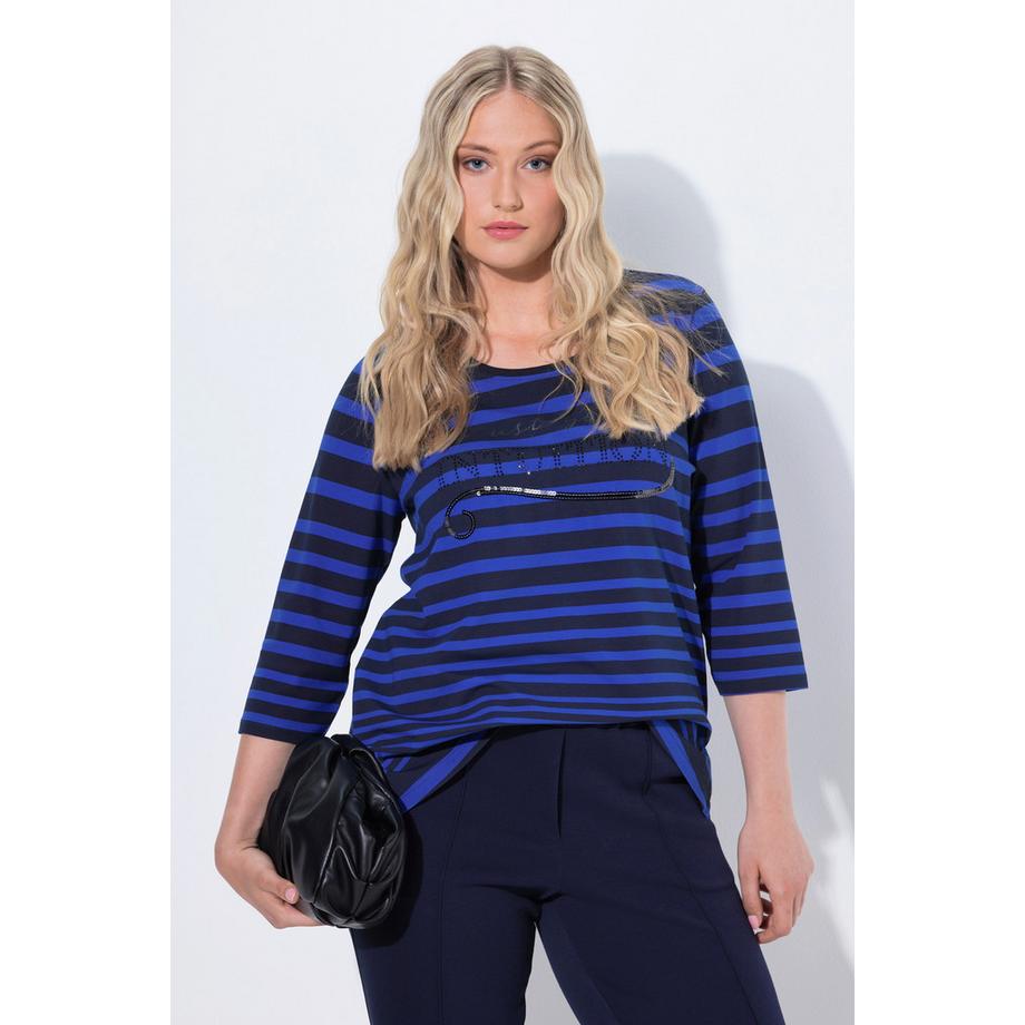 Ulla Popken Maglia Classica Righe Scollo Rotondo Maniche 3/4  