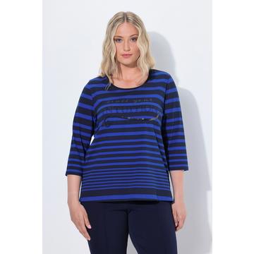 Maglia classica con righe, scollo rotondo e maniche a 3/4