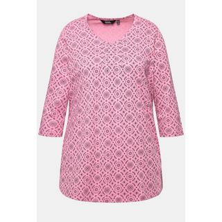 Ulla Popken  Shirt, A-Linie, Zierfalten, V-Ausschnitt, 3/4-Arm 