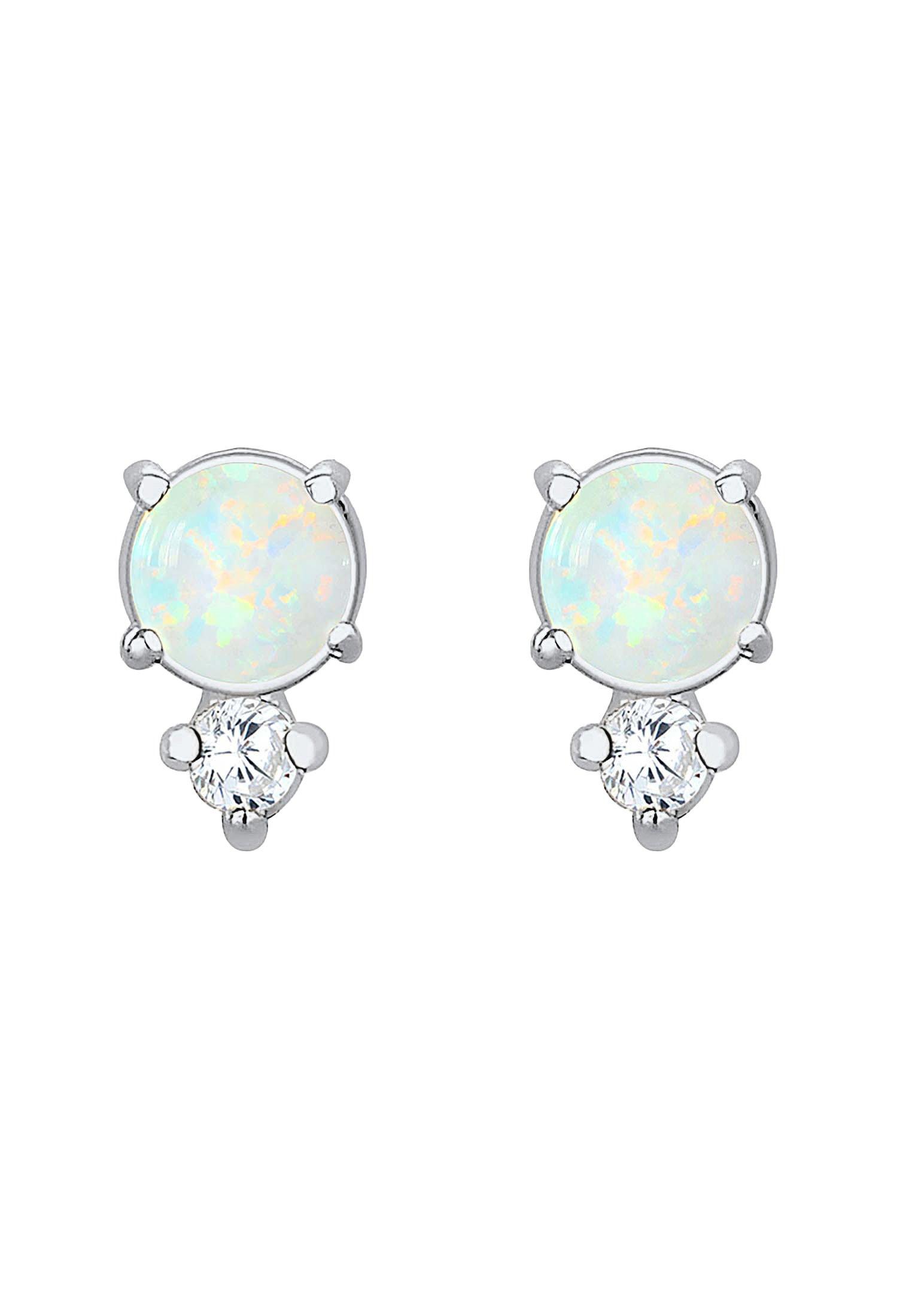 Elli  Boucles d'Oreilles Femmes Clous D'oreilles Vintage Avec Cristaux De Zirconium Et Opale 