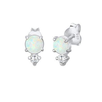 Boucles d'Oreilles Femmes Clous D'oreilles Vintage Avec Cristaux De Zirconium Et Opale