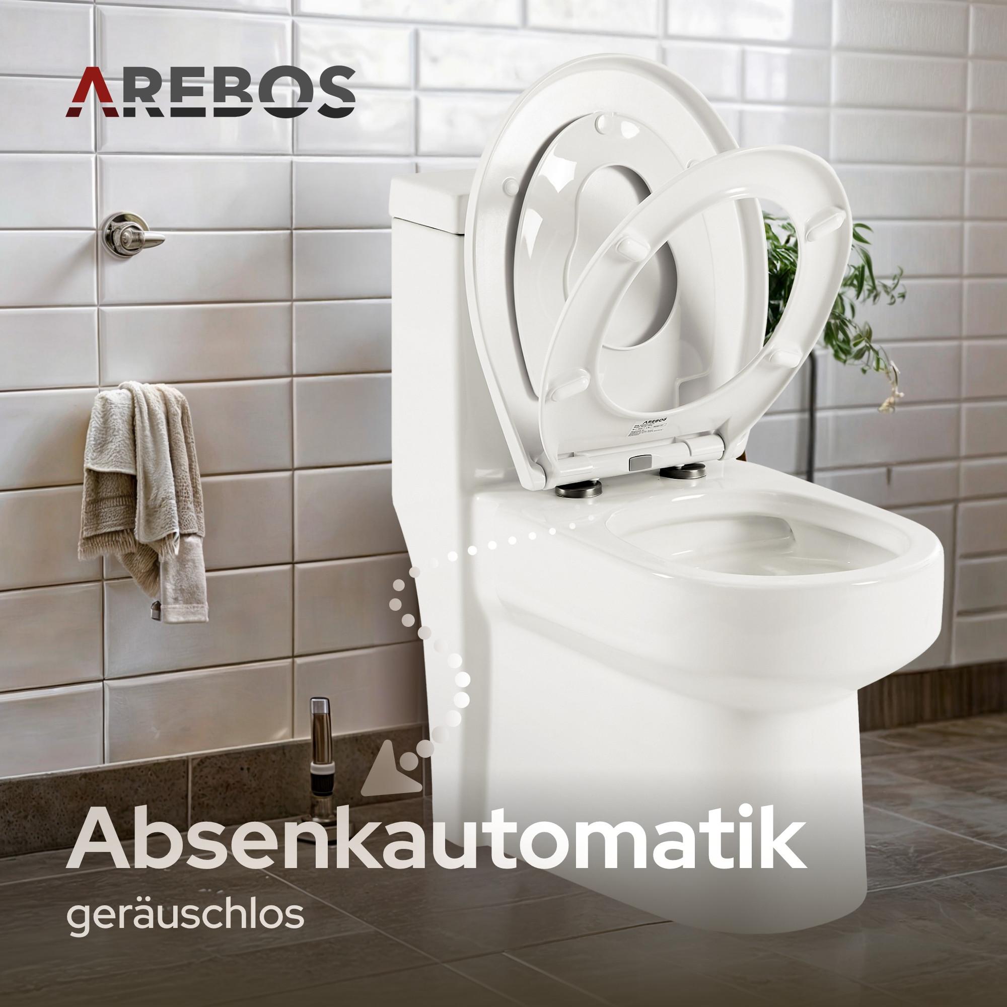 Arebos 2in1 Toilettendeckel mit Absenkautomatik Klodeckel Toilettensitz  