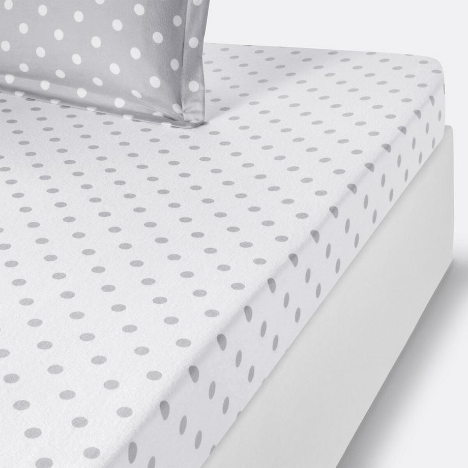 Drap housse flanelle imprimé pois