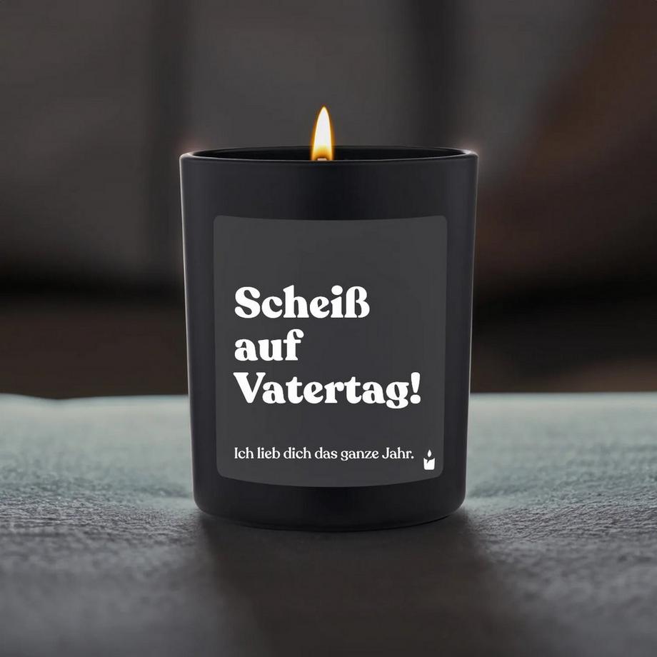 CandleHand Bougie parfumée noire Woody Scheiß auf Vatertag! Ich lieb dich das ganze Jahr.  