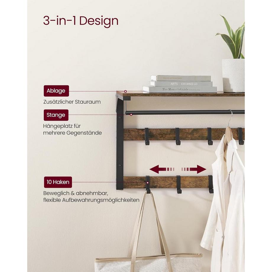 Songmics Porte-manteau mural avec tablette  