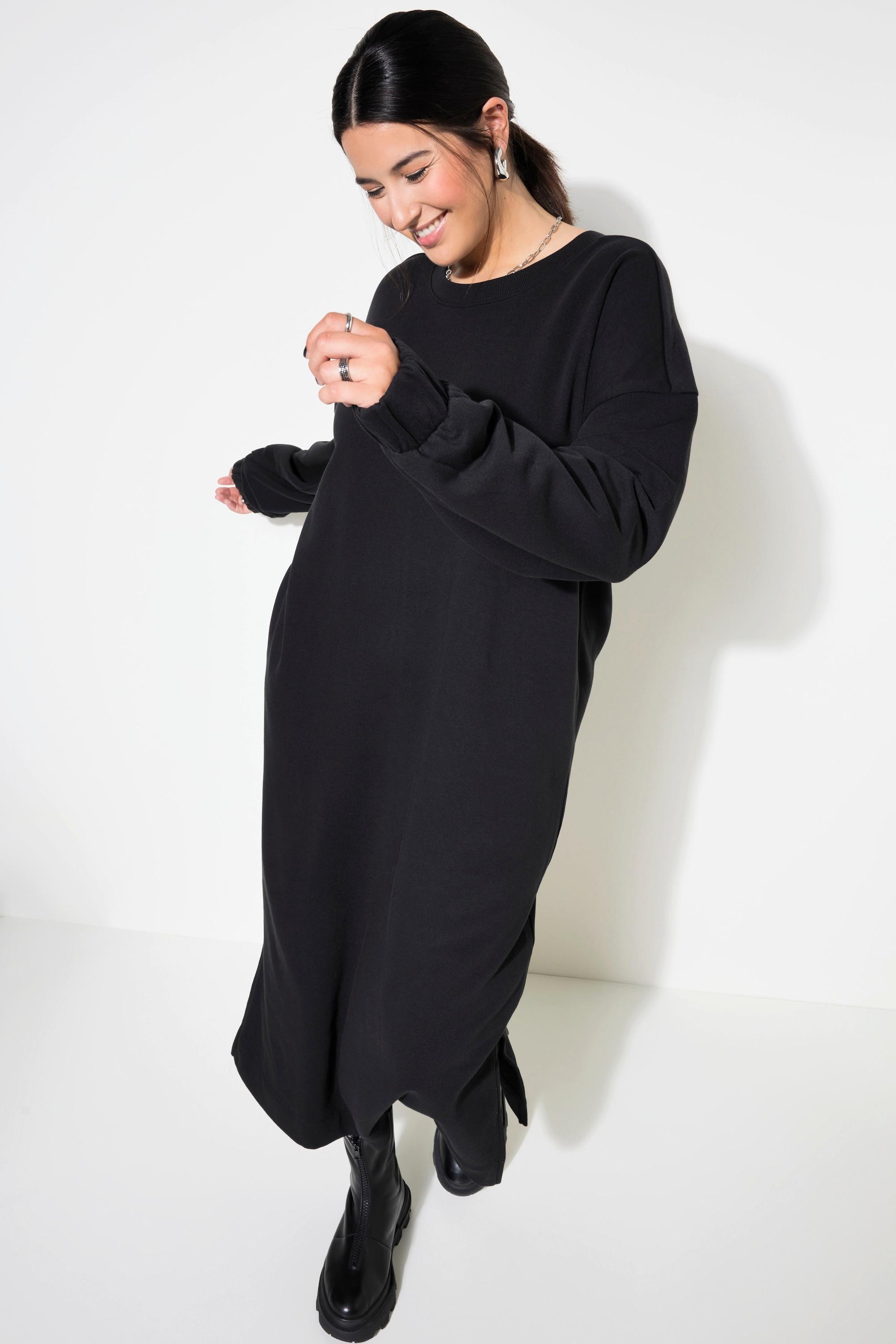 Studio Untold  Robe midi en molleton. Manches longues ballon. Coupe oversize 