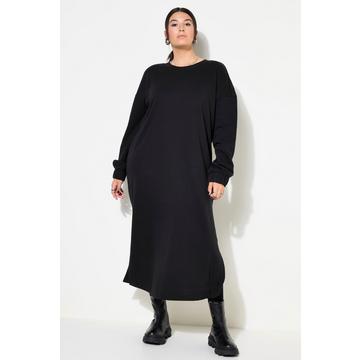 Robe midi en molleton. Manches longues ballon. Coupe oversize