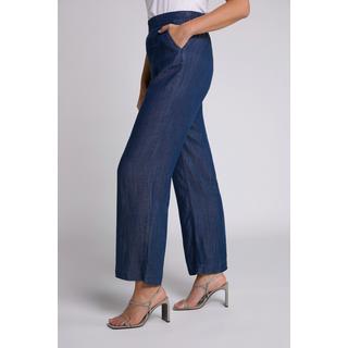 Ulla Popken  Pantaloni di lyocell con effetto jeans, taglio della gamba dritto e cintura comoda 