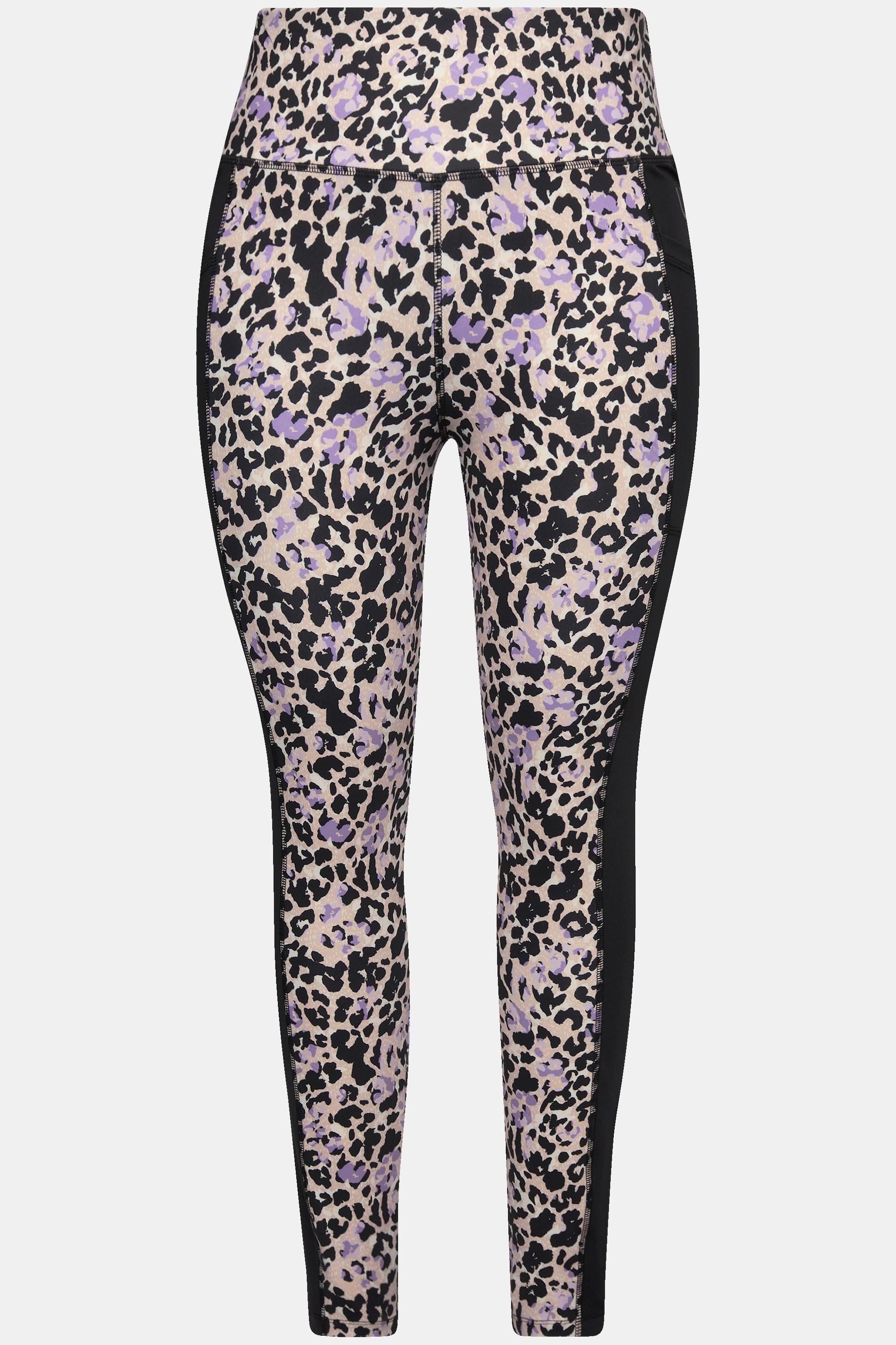 Ulla Popken  Leggings sportivi ad asciugatura rapida con design leopardato e materiale riciclato 