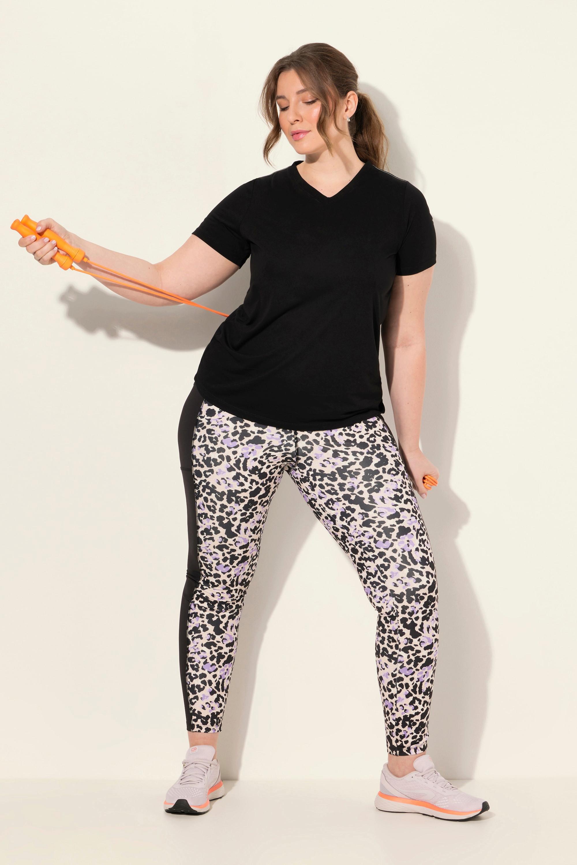 Ulla Popken Leggings Sportivi Riciclati Asciugatura Rapida Stampa Leopardata  