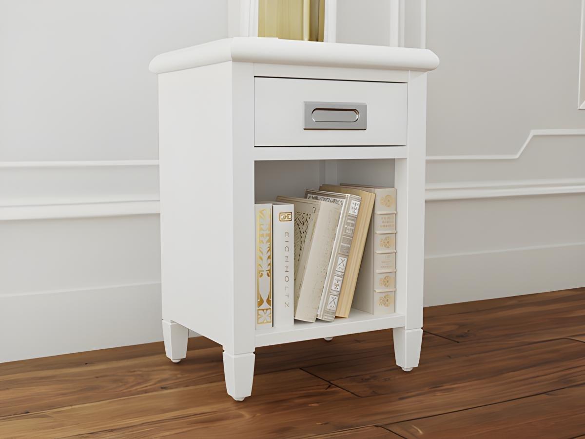 Vente-unique Lot de 2 tables de chevet - 1 tiroir et 1 niche - Pin - Blanc - GUERANDE  