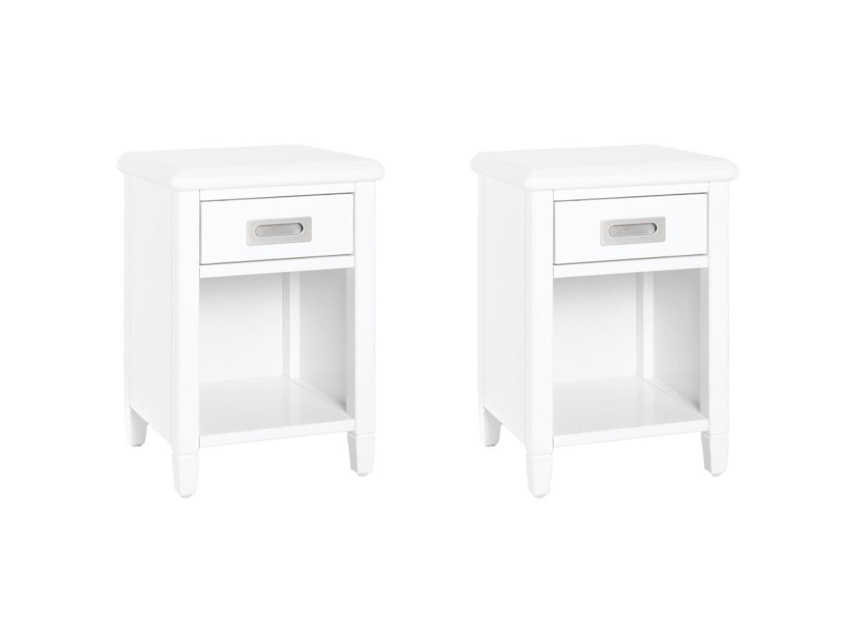 Vente-unique Lot de 2 tables de chevet - 1 tiroir et 1 niche - Pin - Blanc - GUERANDE  