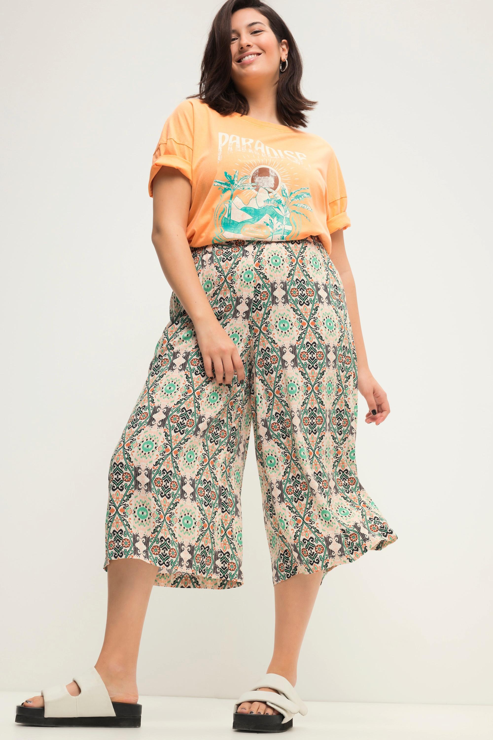 Studio Untold  Culottes con taglio della gamba ampio, stampa allover e cintura elastica 