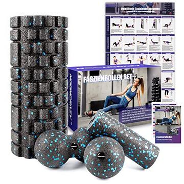 Faszienrolle Set mit 3D-Texturmassage, Mini Faszienrolle, Faszienball und Duoball, Faszien Set zum