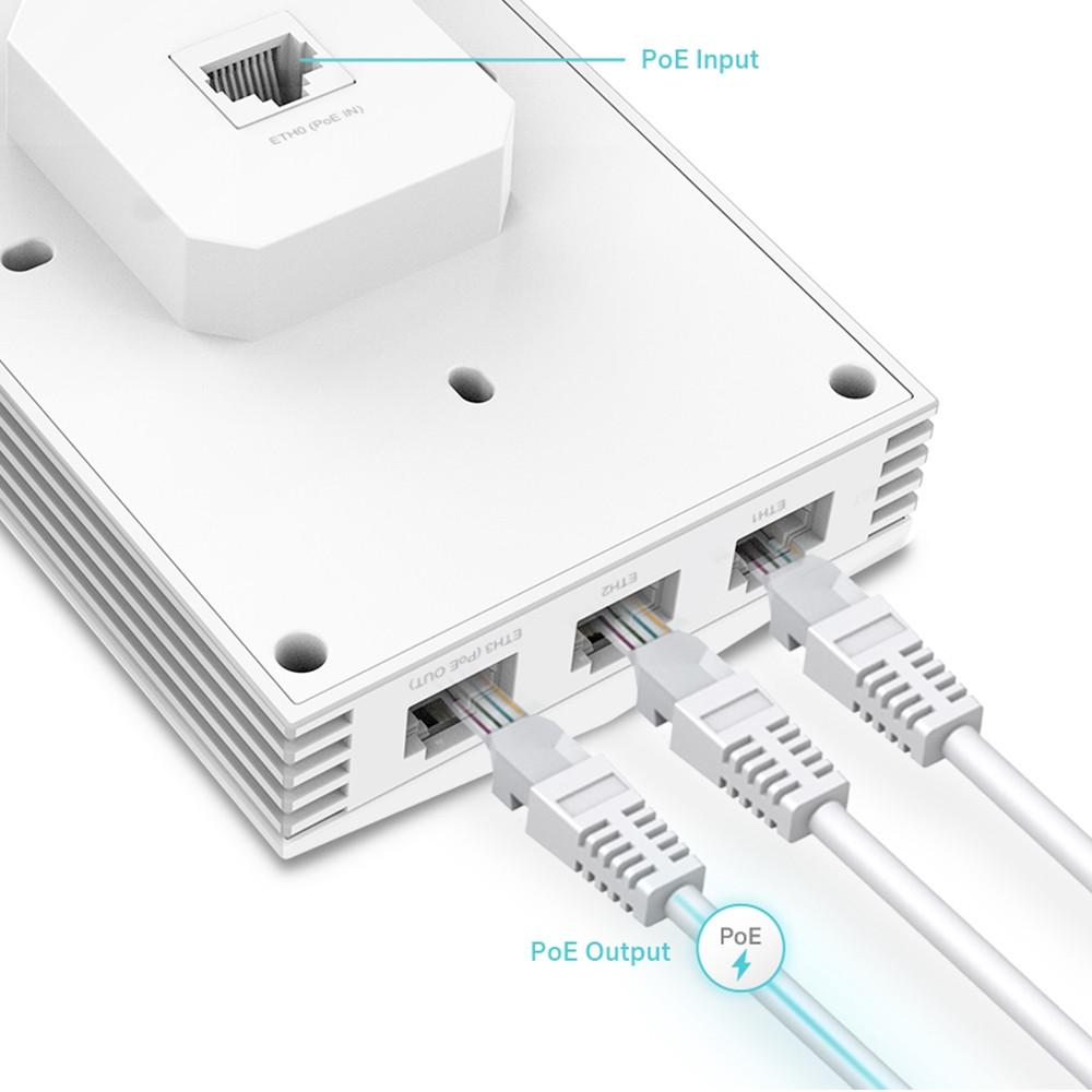 TP-Link  Omada EAP655-Wall 2402 Mbit/s Blanc Connexion Ethernet, supportant l'alimentation via ce port (PoE) 