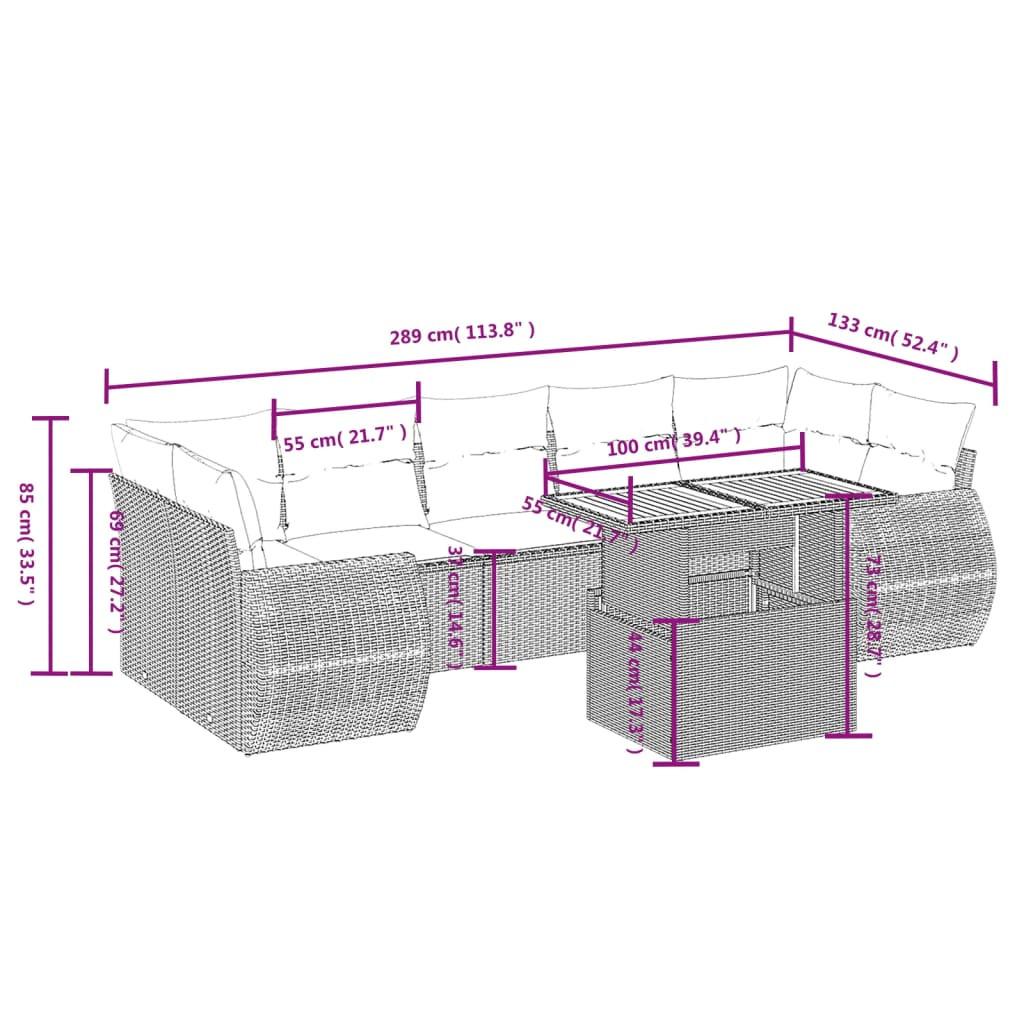 VidaXL set divano da giardino Polirattan  