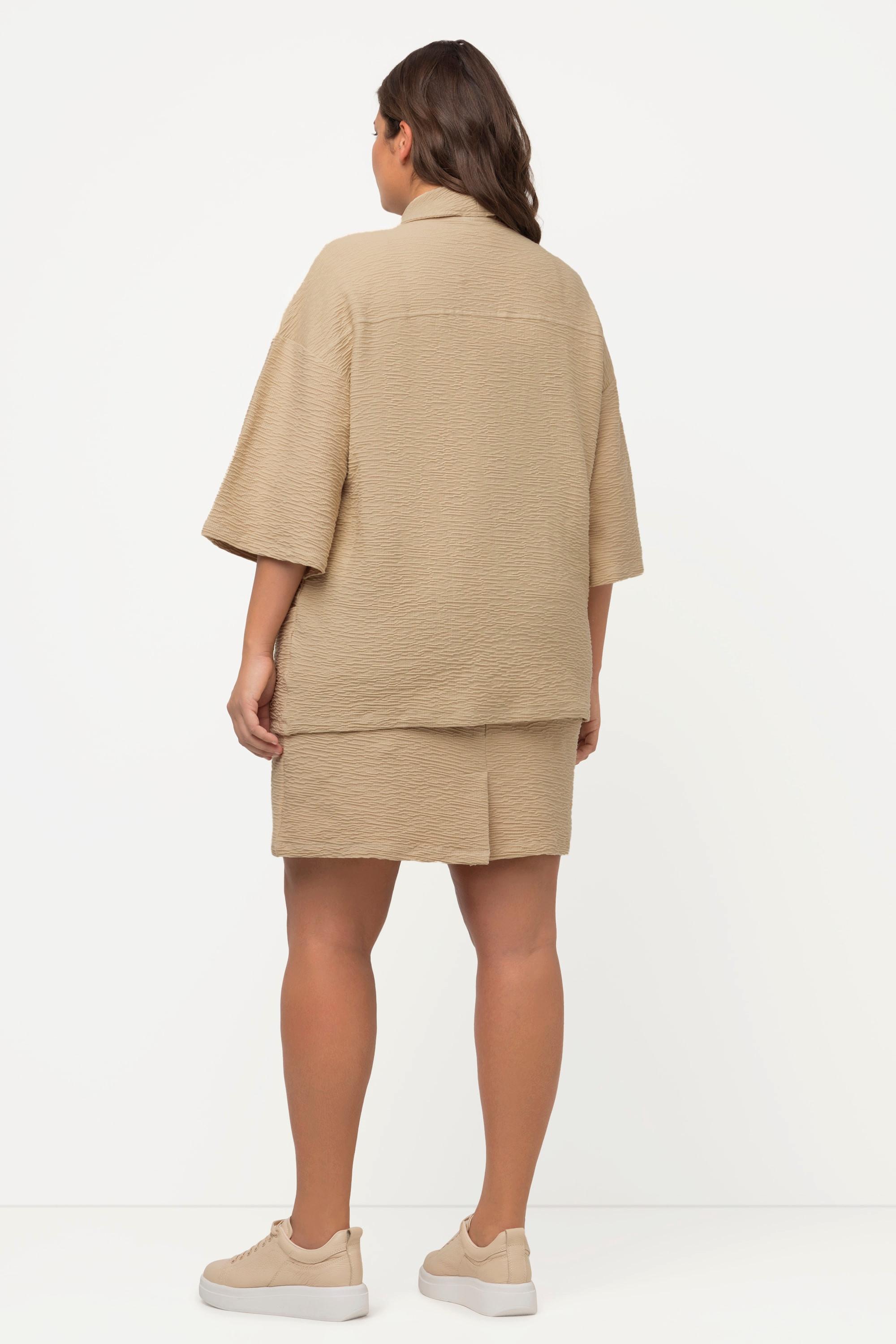 Ulla Popken Kimono en Molleton Structure 3D Col Manches 3/4  