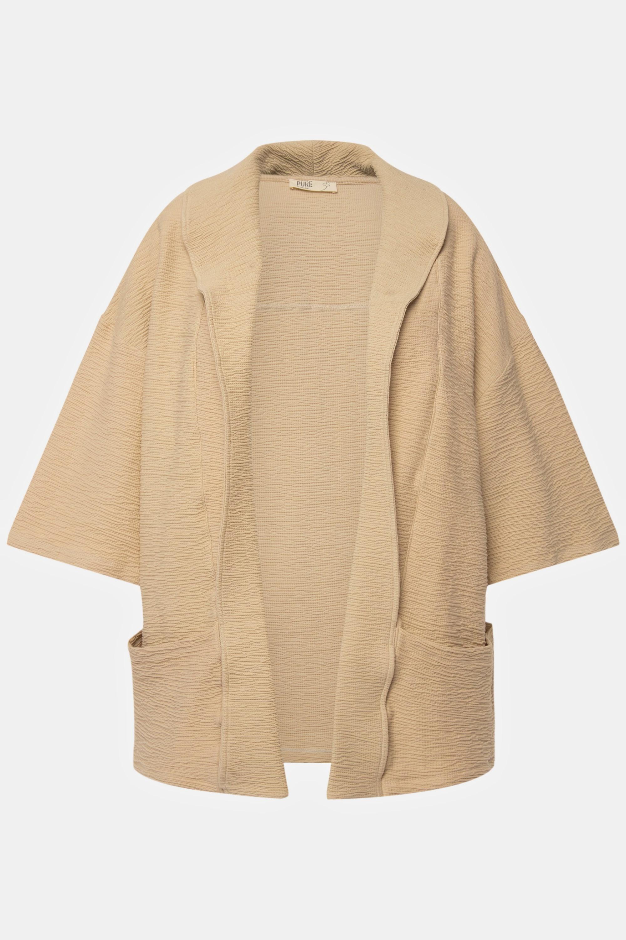 Ulla Popken Kimono en Molleton Structure 3D Col Manches 3/4  