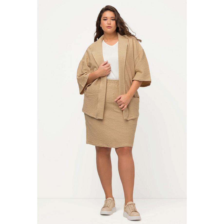 Ulla Popken Kimono Felpa Struttura 3D Collo Maniche 3/4  