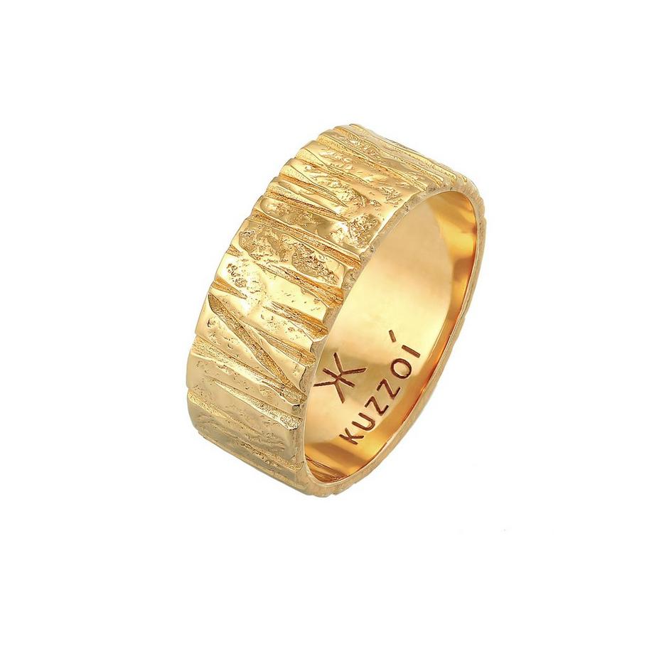 Ring Bandring Breit Struktur Gehämmert 925 Silber