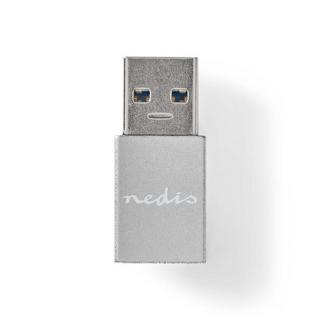 Nedis  Adattatore USB-A | USB 3.2 Gen 1 | USB-A maschio | USB-C™ femmina | 5 Gbps | Rotondo | Nichelato | Nero | Scatola 