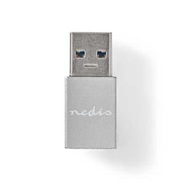 Adaptateur USB-A | USB 3.2 Gen 1 | USB-A mâle | USB-C™ femelle | 5 Gbps | Rond | Nickelé | Noir | Boîte