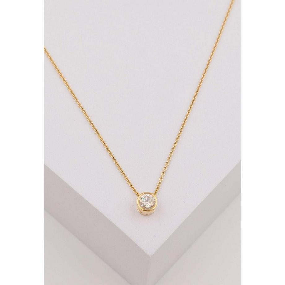 MUAU Schmuck  Solitär Anhänger Zargenfassung Gelbgold 750 Diamant 0.50ct. 7x7mm 