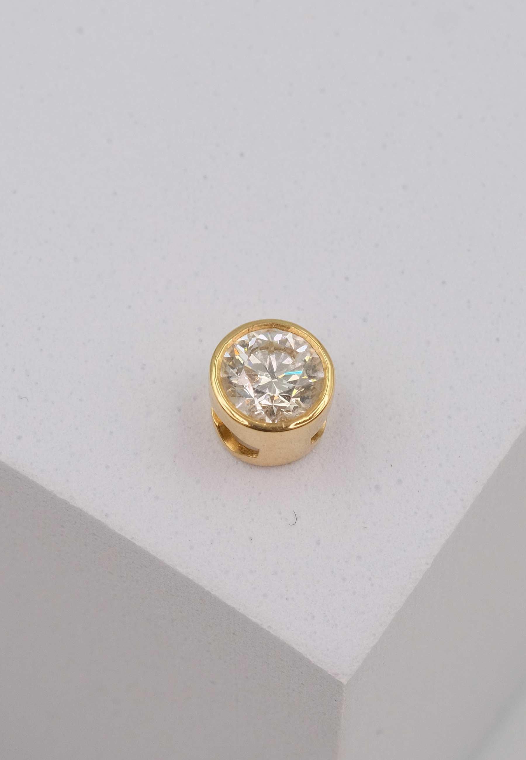 MUAU Schmuck  Solitär Anhänger Zargenfassung Gelbgold 750 Diamant 0.50ct. 7x7mm 