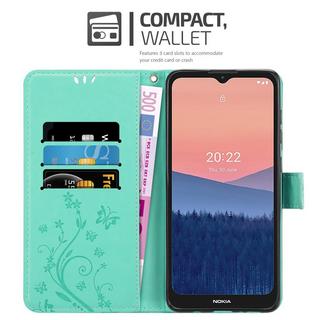 Cadorabo  Housse compatible avec Nokia C21 - Coque de protection au design floral avec fermeture magnétique, fonction de support et emplacements pour cartes 