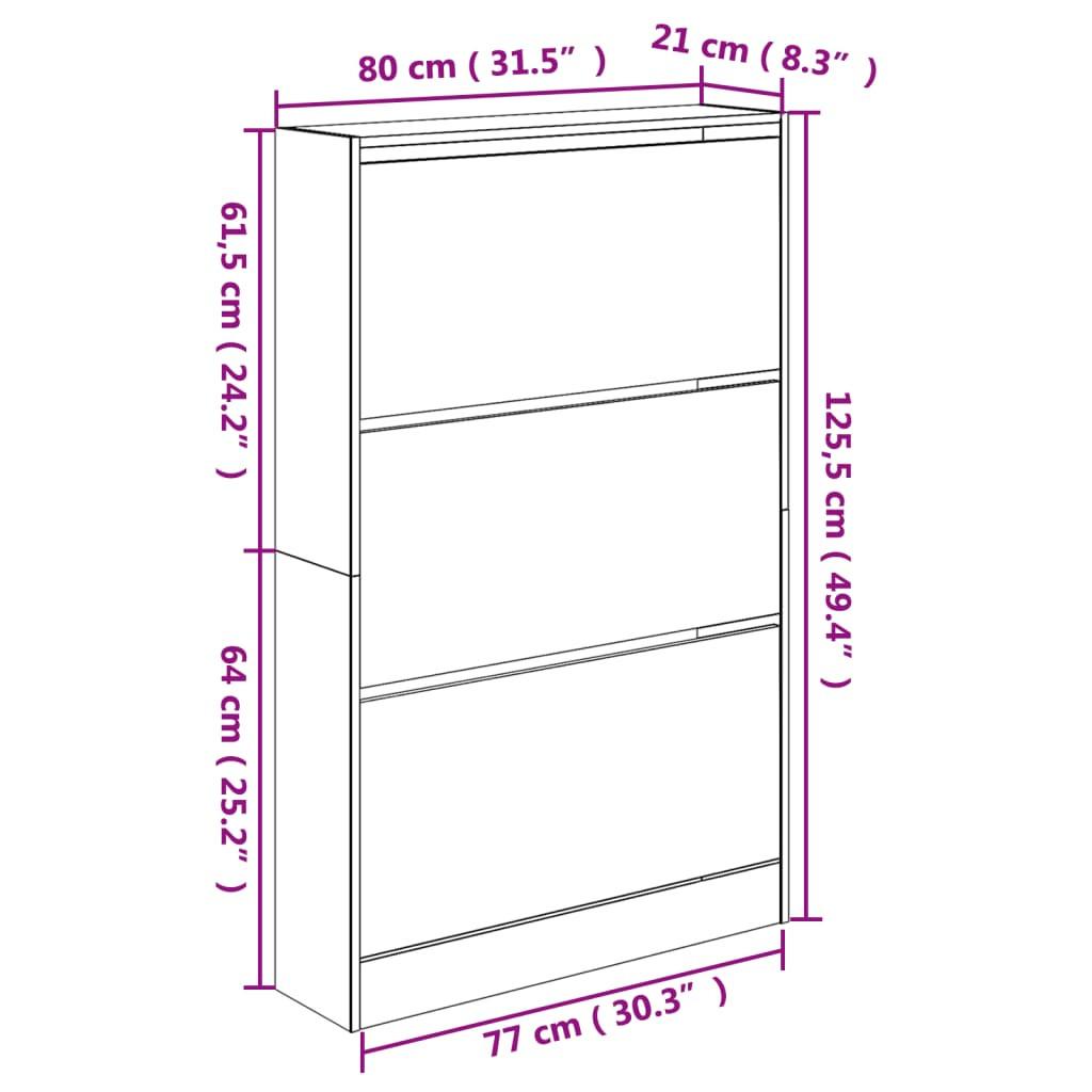 VidaXL Armoire à chaussures bois d'ingénierie  