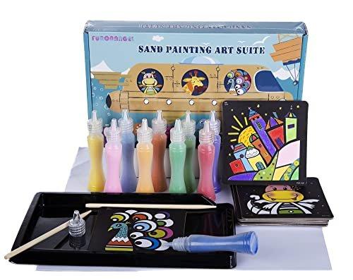 Activity-board  Packs Sand Malerei Karten Kunst Kinder Färbung DIY Papier Craft Kit mit 10 Flaschen Färbung Sand 