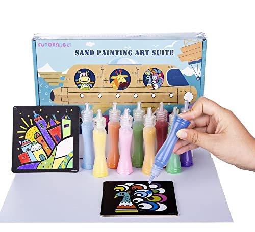 Activity-board  Packs Sand Malerei Karten Kunst Kinder Färbung DIY Papier Craft Kit mit 10 Flaschen Färbung Sand 