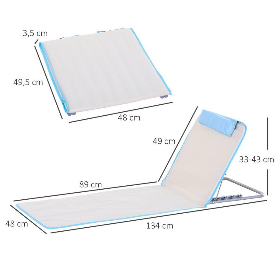 Northio Strandmatratze 2Er Set Faltbar 5-Fach Höhenverstellbar Stahl Beige 134X48X33-43Cm  