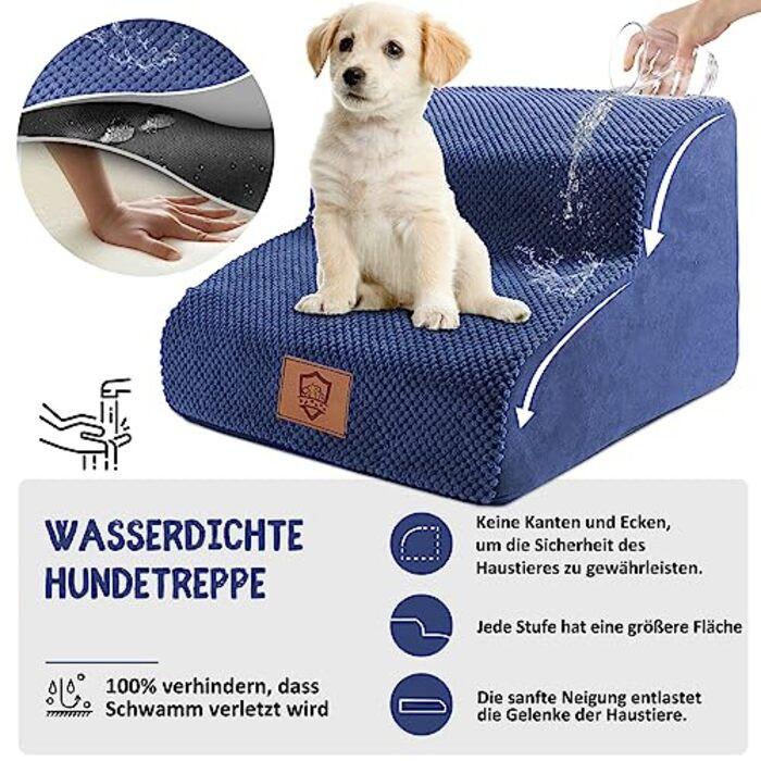 Alopini  Wasserdichte Hundetreppe für kleine Hunde Hundetreppe 2 Stufen, Katzentreppe tragbar abnehmbar, 