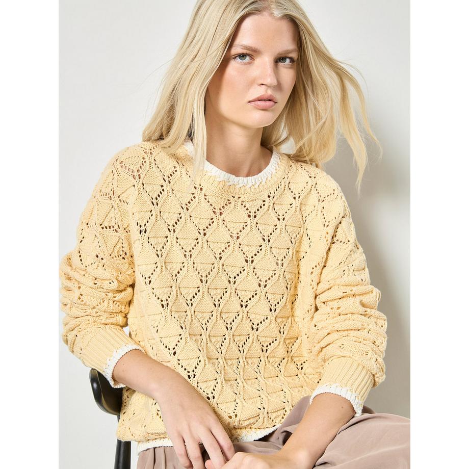 APRICOT Maglione in maglia pointelle con orlo a punto coperta  